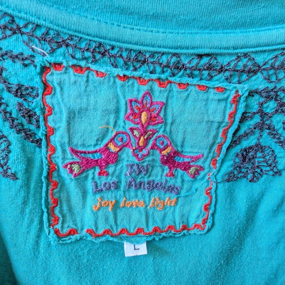 Embroidered Teal Long Sleeve Top - Picture 2 of 6